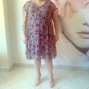 Gray Purple Floral Dress